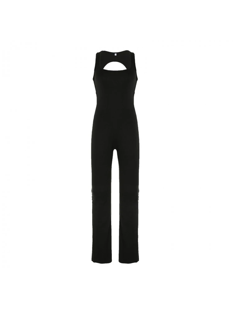 Patchwork Hollow-out Flared Jumpsuits - Image 19