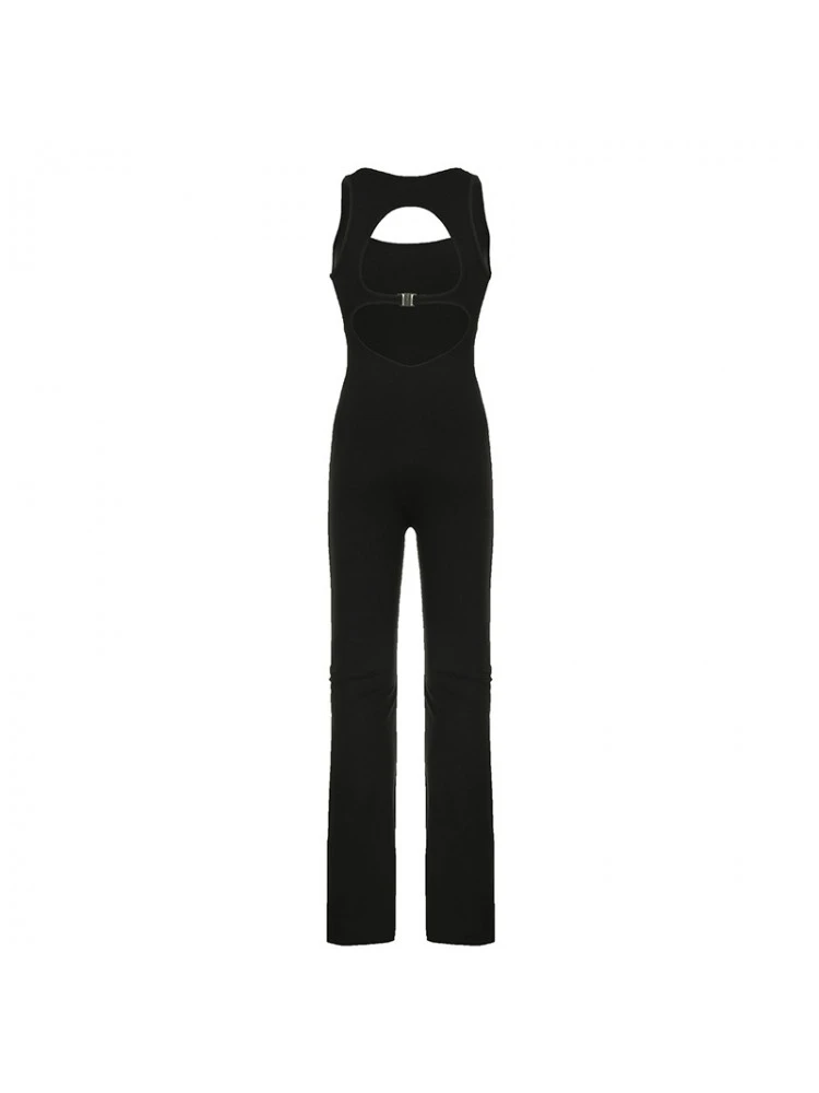Patchwork Hollow-out Flared Jumpsuits - Image 20