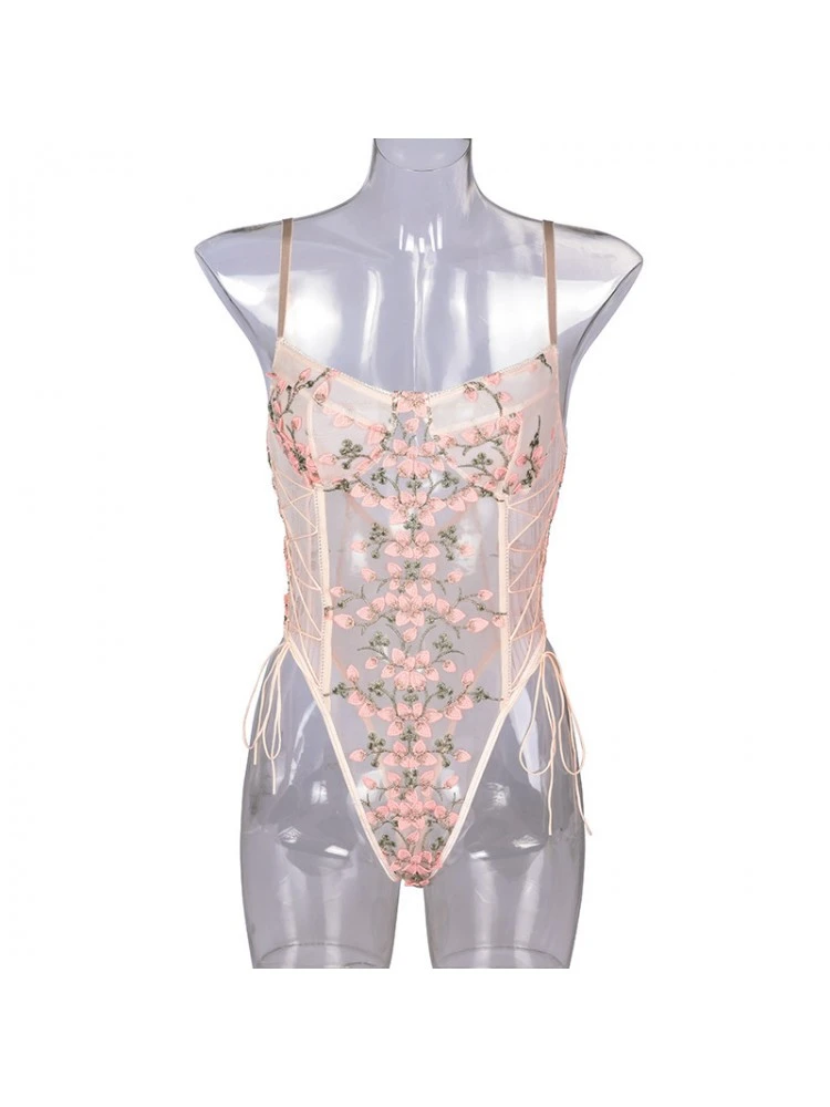 Flower See Through High Rise Sexual Bodysuits - Image 8
