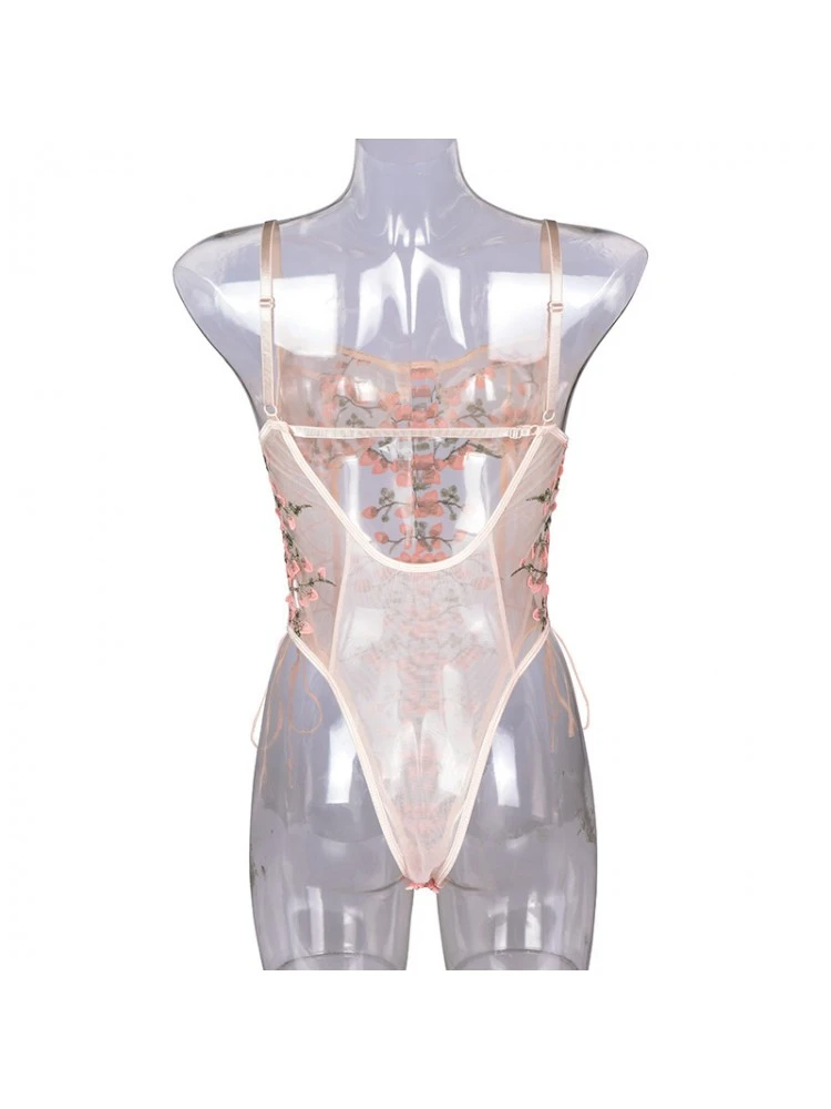 Flower See Through High Rise Sexual Bodysuits - Image 10