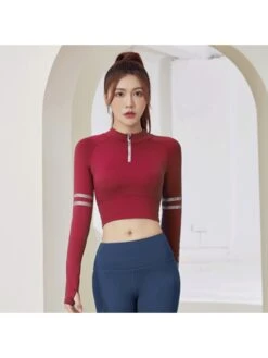 Letter Solid Color Crewneck Zipper Sporty Tank