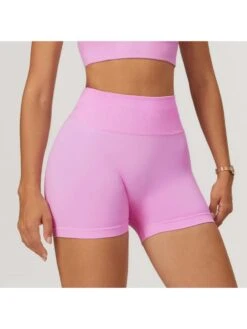 Solid Color High Rise Skinny Yoga Short Pants