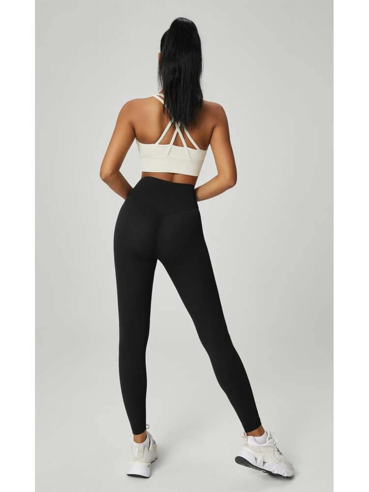 Solid Color Elasticized Waistband Slim Leggings - Image 4