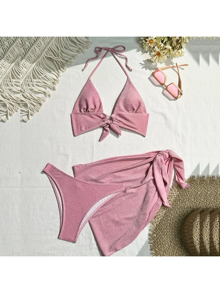 Halter Tie-wrap 3-piece Set Bikinis