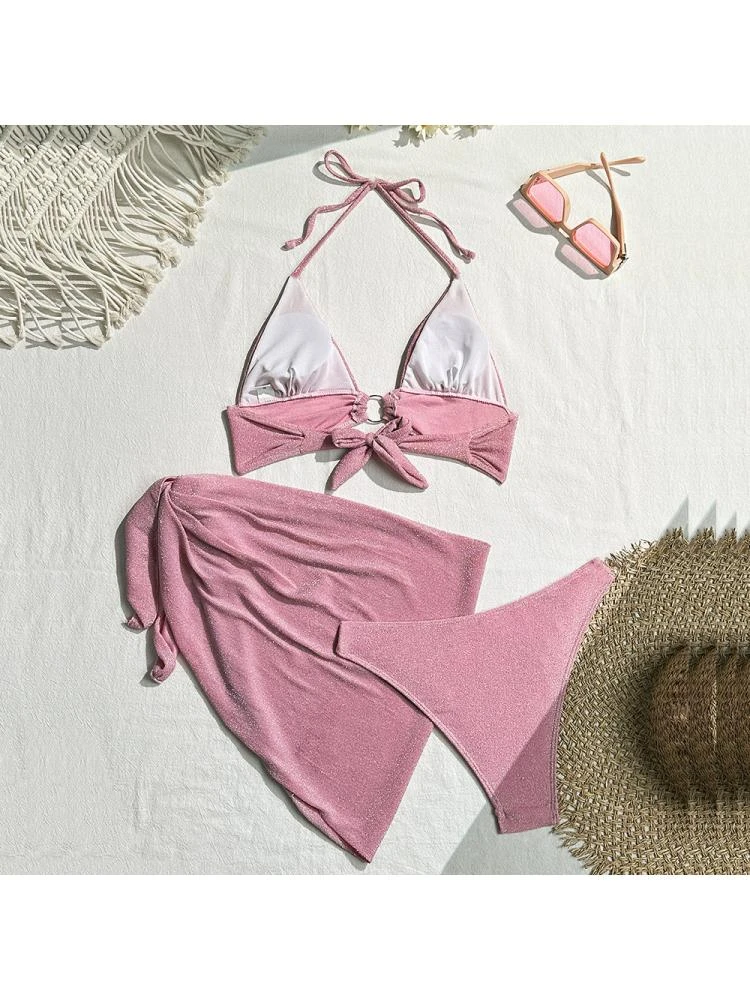 Halter Tie-wrap 3-piece Set Bikinis - Image 2