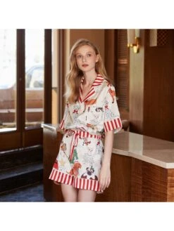 Christmas Cartoon Striped Pajamas Sets