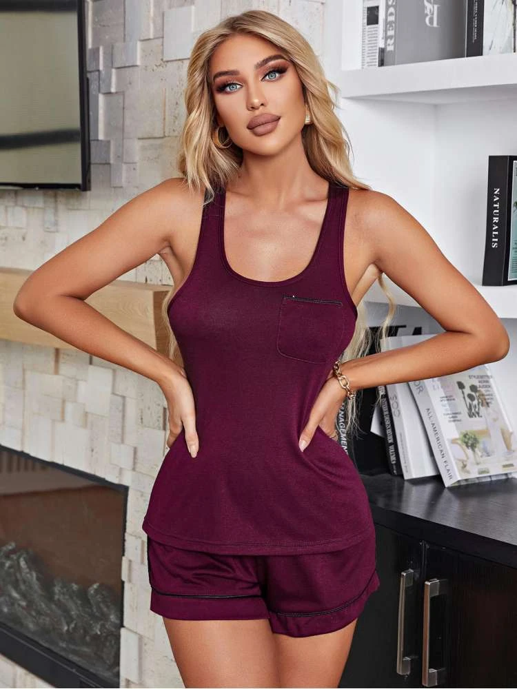 U Neck Tank Bodycon Pajamas Short Sets