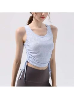 Drawstring Round Neck Pilates Tank & Top