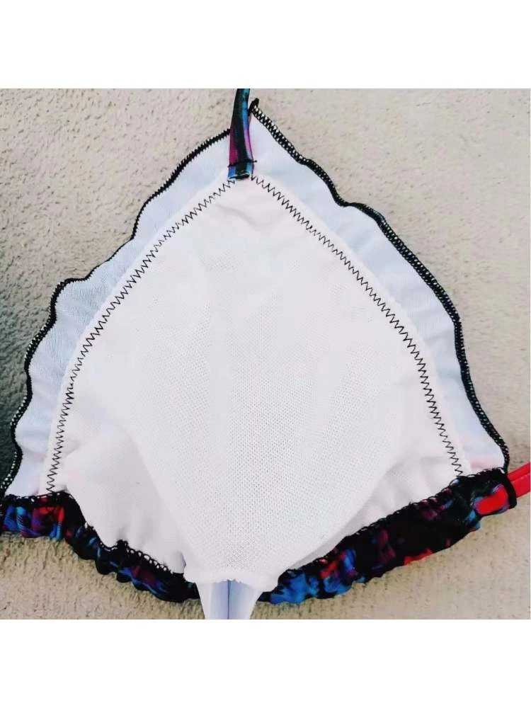 Fish Scale Print Halter Backless Bikinis - Image 5