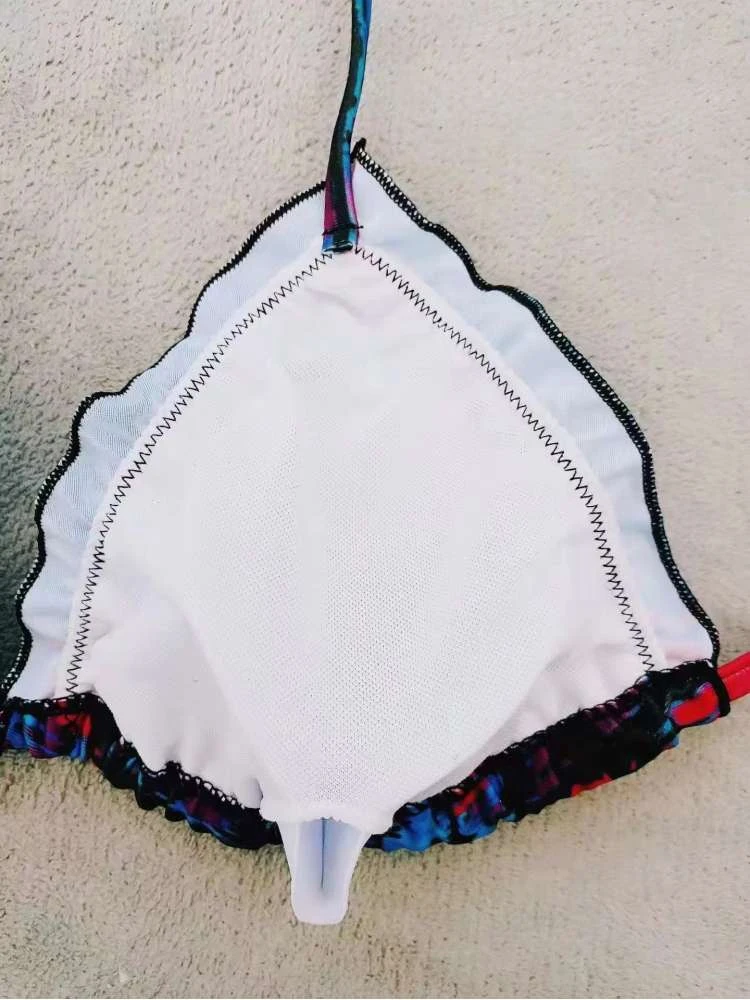 Fish Scale Print Halter Backless Bikinis - Image 9