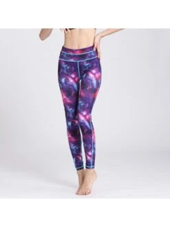Nebula Gradient Color High Rise Skinny Leggings