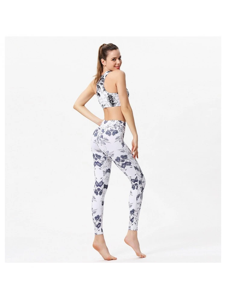 Irregular Print High Rise Sporty Leggings - Image 3