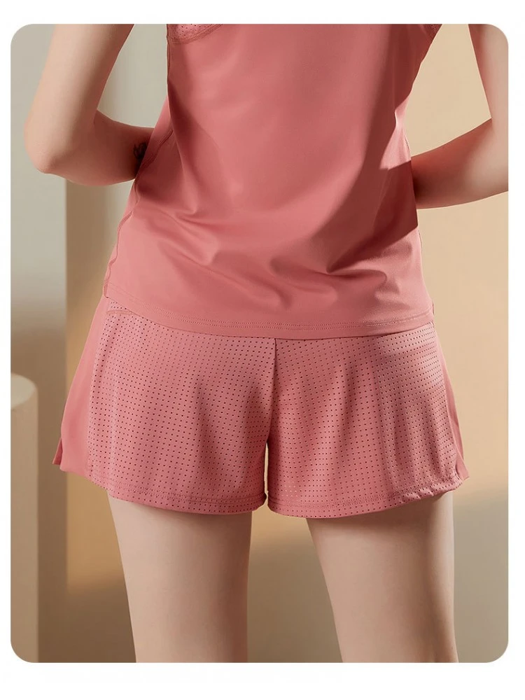 Solid Color Mid-rise Loose Yoga Short - Image 4