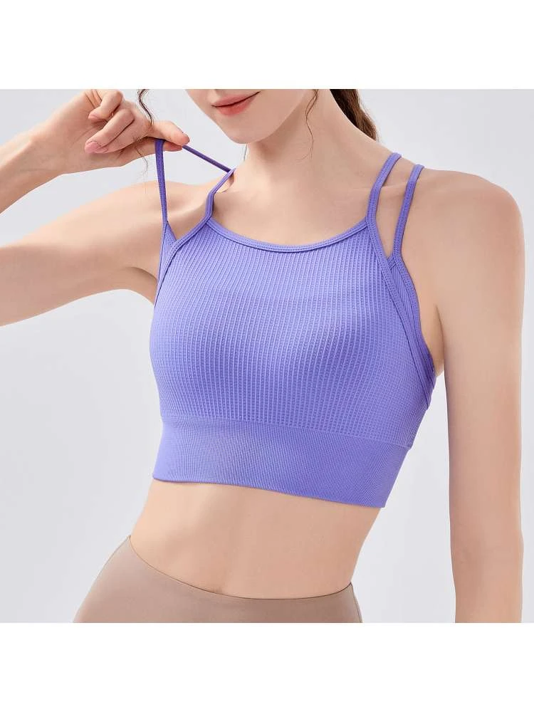 Solid Color Spaghetti Straps Fake 2 Pieces Top