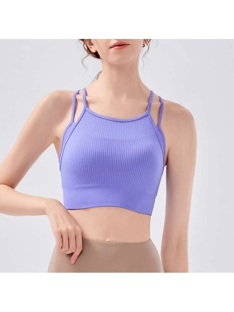 Solid Color Spaghetti Straps Fake 2 Pieces Top - Image 3