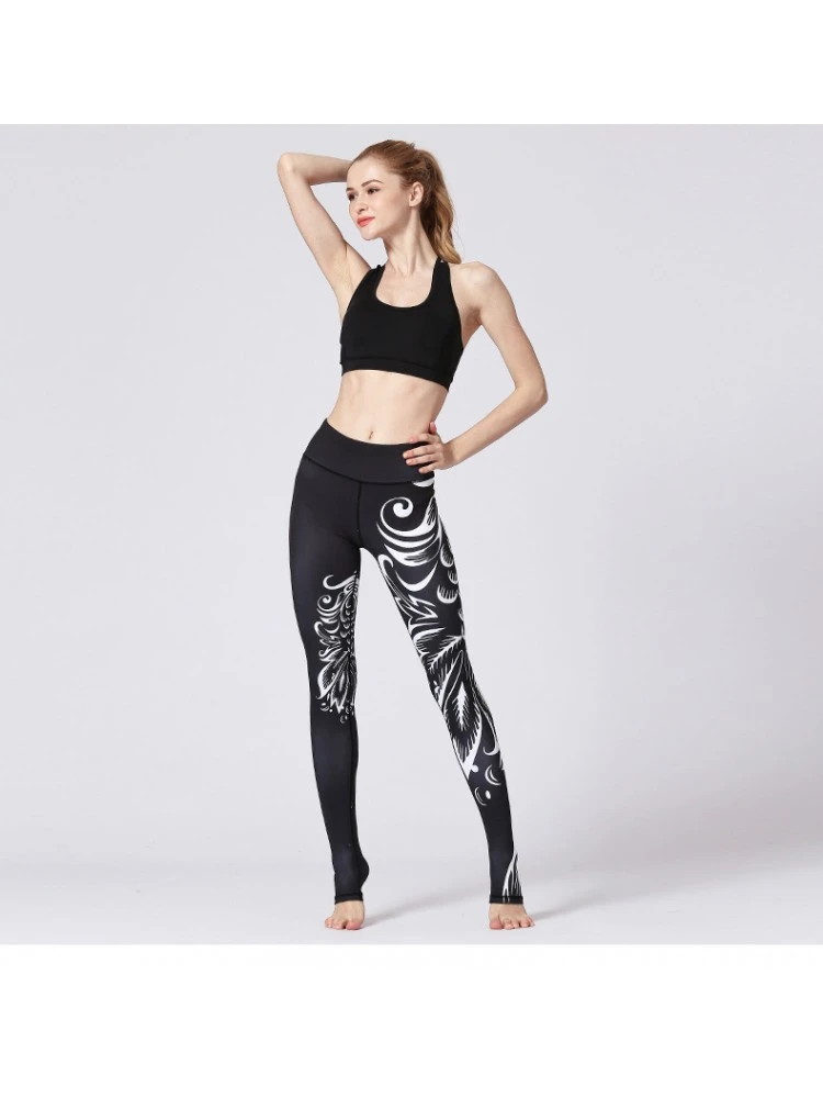Asymmetry Totem Print High Rise Slim Leggings - Image 3