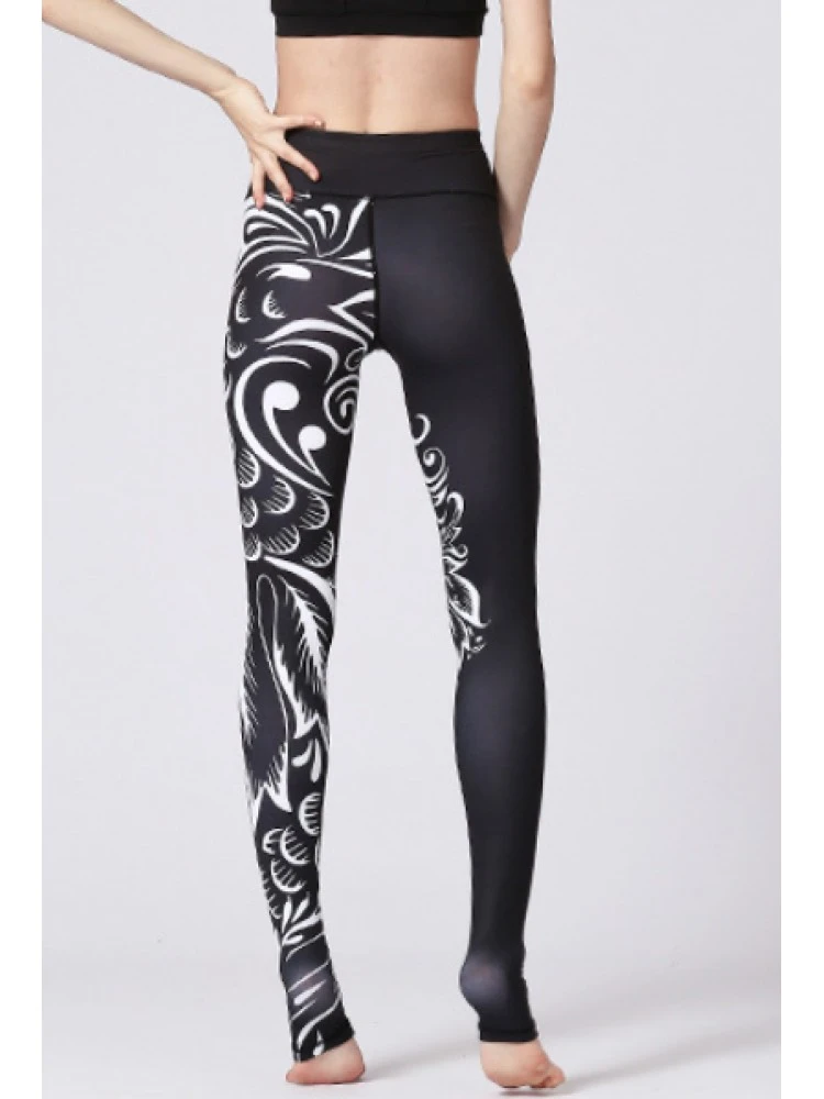 Asymmetry Totem Print High Rise Slim Leggings - Image 4