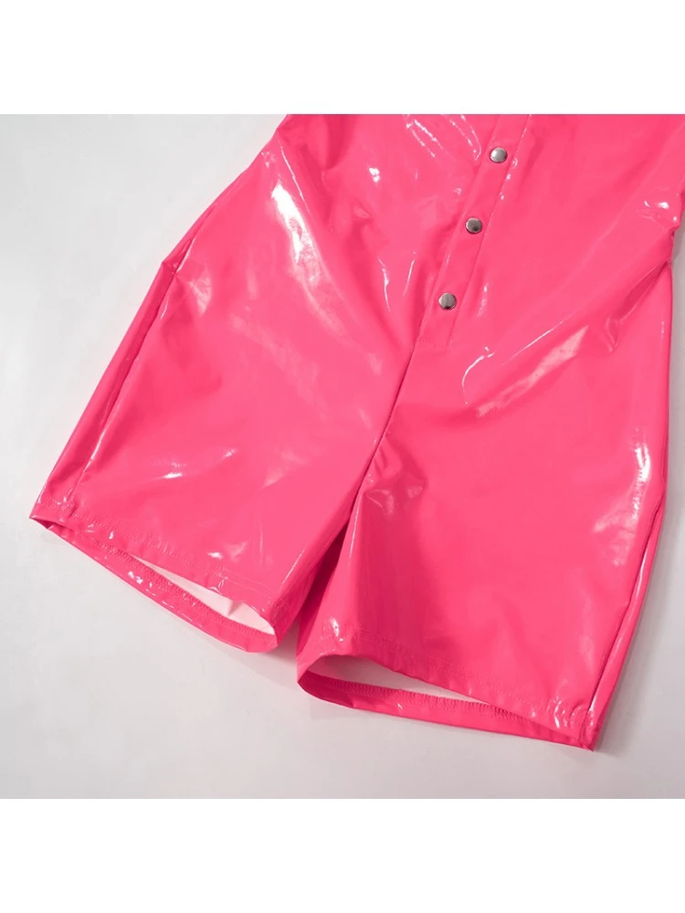 PU Button Up Backless Rompers - Image 10